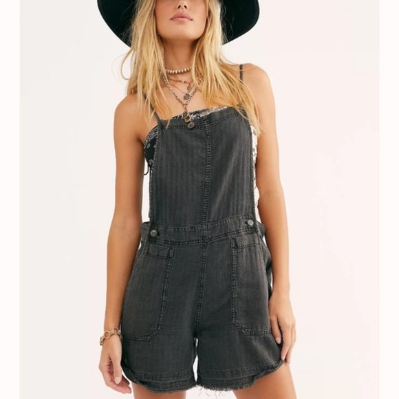 Free People Pants - Free People Natural Sights Linen Shortalls NWT